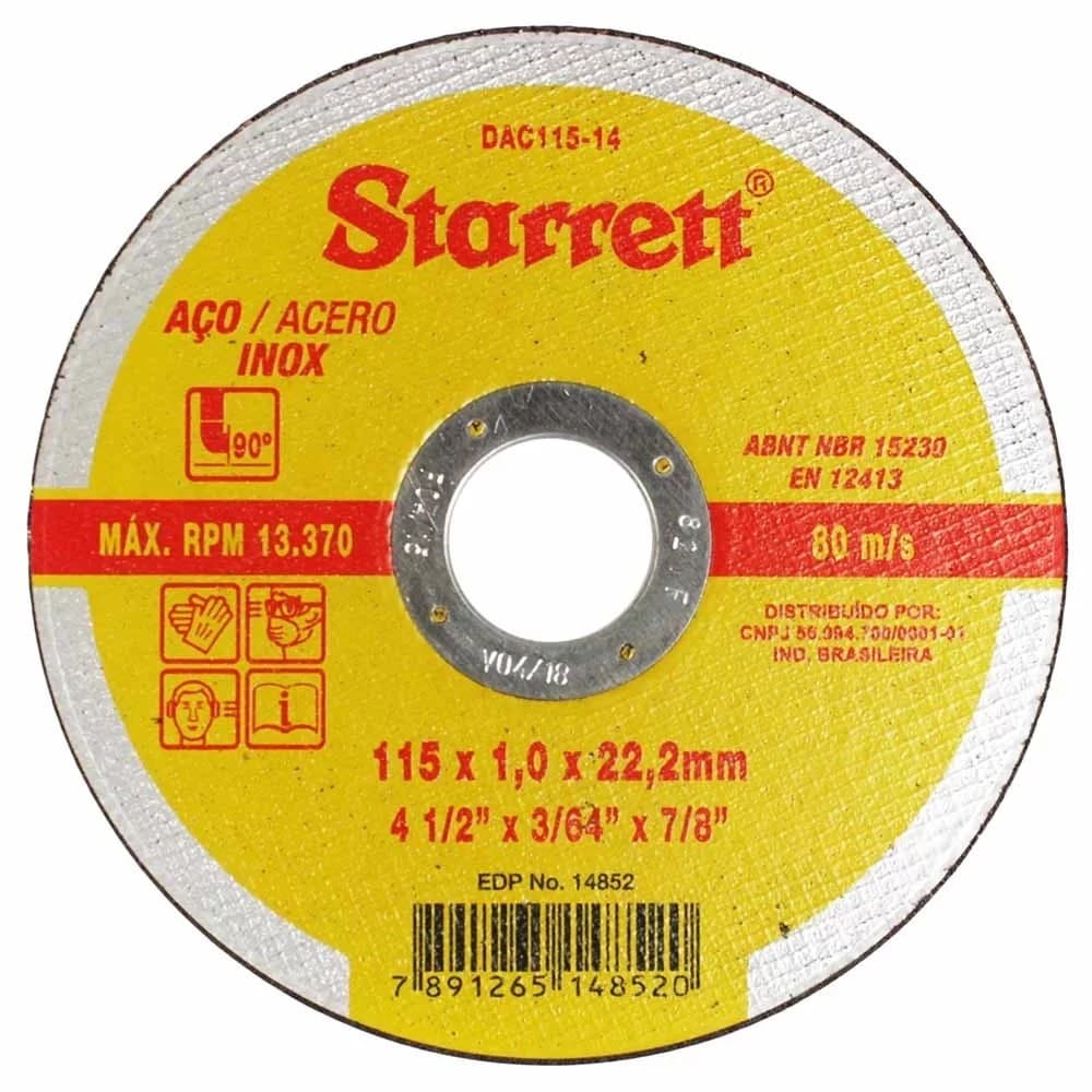 Kit 24 Discos de Corte Starrett 115mm Extra Fino Inox 4.1/2 x 1mm Starret Esmerilhadeira