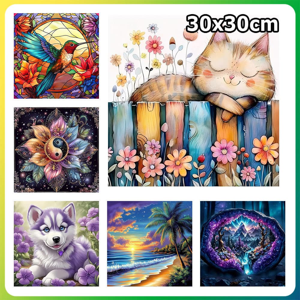 30x30cm Pintura com diamantes quadrados pintura de decoração de parede DIY pintura com diamantes 5D