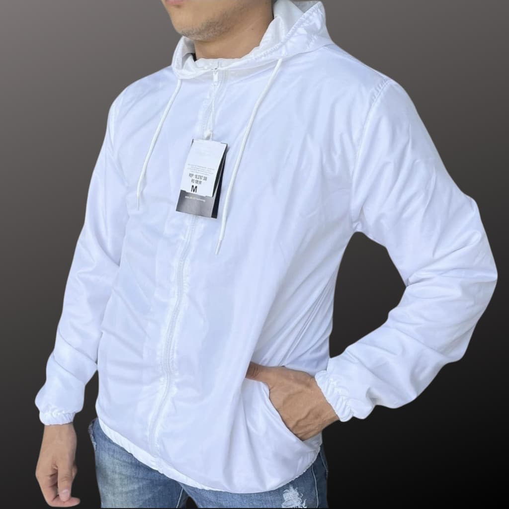 Jaqueta Corta Vento Masculina  Casual com Capuz e Bolsos