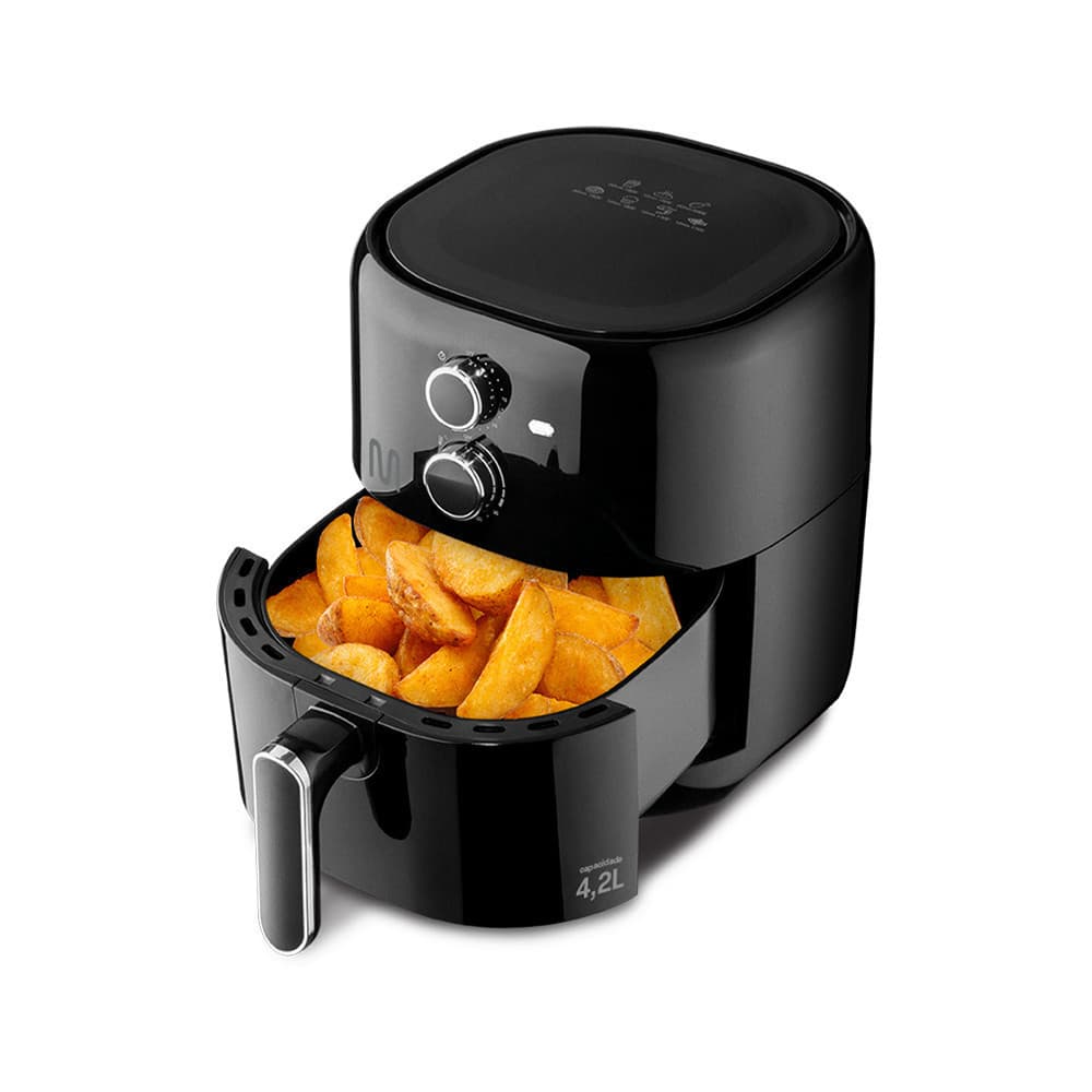 Fritadeira Air Fryer Sem Óleo 4,2L 1500W 127V Preta Multilaser GO207 - Assa, Frita, Tosta e Gratina Rápido!