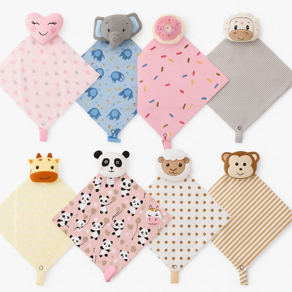 Naninha Para Bebê Bordado Bichinhos Com Prendedor De Chupeta Naninha Bebê Menino Menina 100% Algodão Luxo