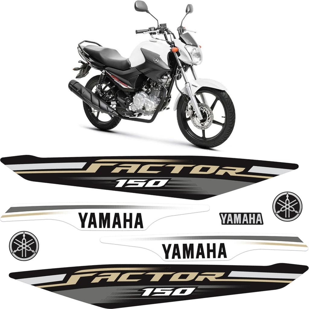 Adesivos para moto Cartela Kit Adesivo Faixa Carenagem Fixação Moto Factor 150 Branca 2019 A 2021