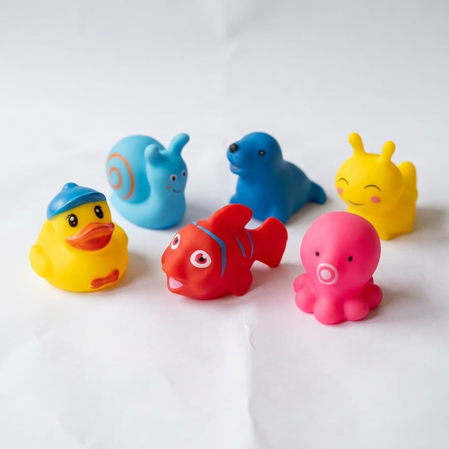 Kit 6/8 Bichinhos Para Banheira Banho Piscina E Brincar Na Água Brinquedo Interativo Que Flutua Patinho