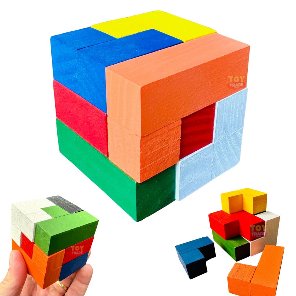 Cubo Para Montar Educativo - Cubo Encaixe - Quebra Cabeça 3D Brinquedo Educativo Pedagogico