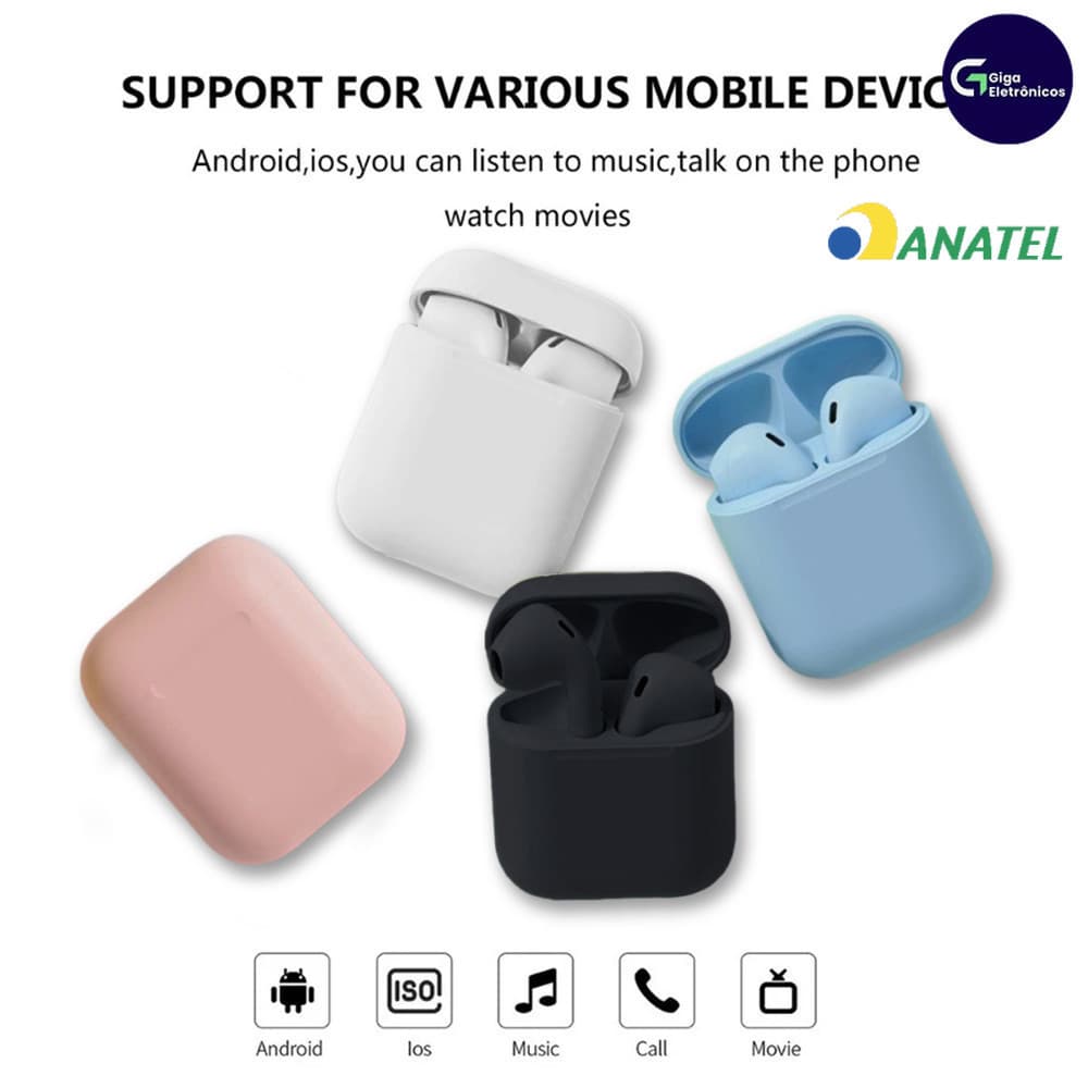 Fone De Ouvido Intra Bluetooth Sem Fio Estéreo Estável Bateria Design Macio E Compacto De Longo Prazo