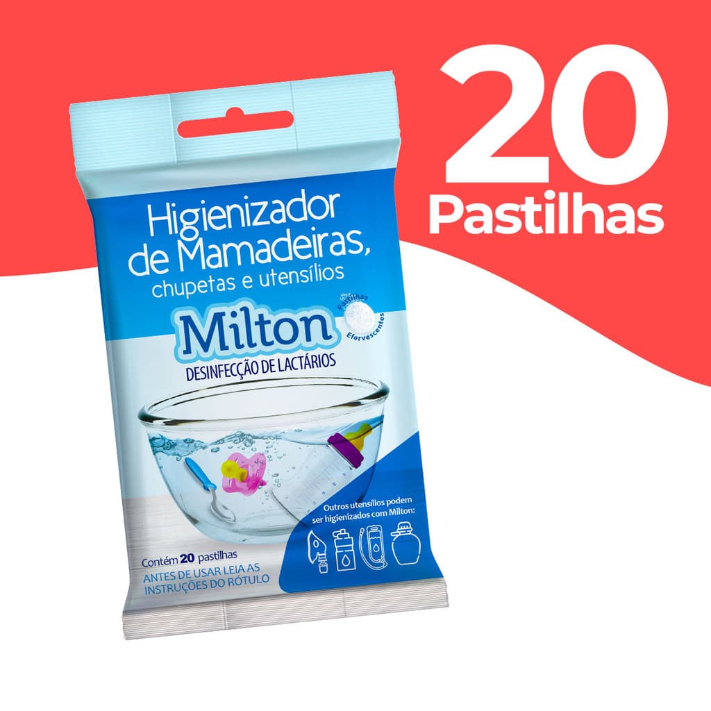20 Pastilhas Desinfetantes para Mamadeira Chupeta Utensílios do Bebê