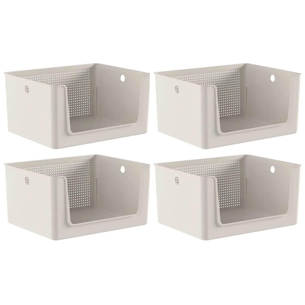 Kit 4 Cestos Organizadores Telado Abertura Frontal 16L Bege Flow Banheiro Lavanderia