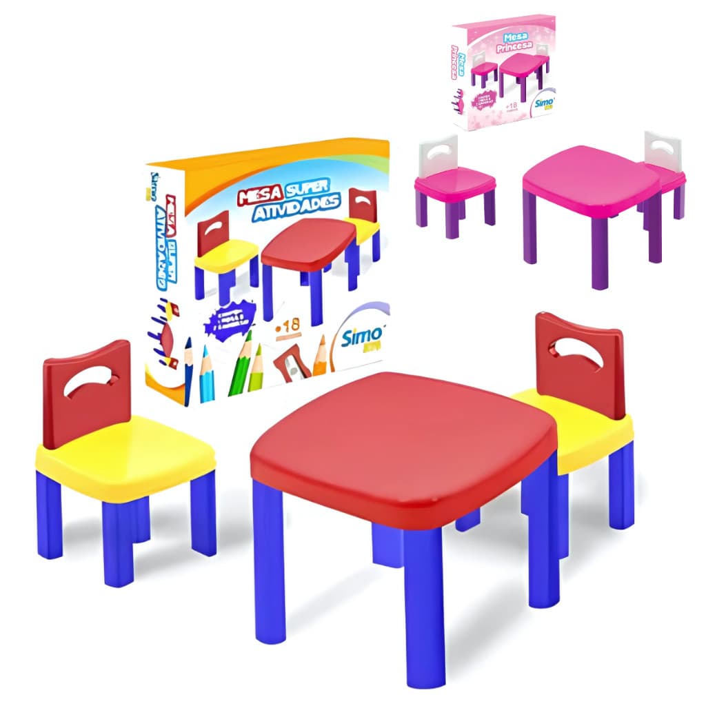 Mesa Mesinha Infantil Alimentação Didática Criança C/2 Cadeiras