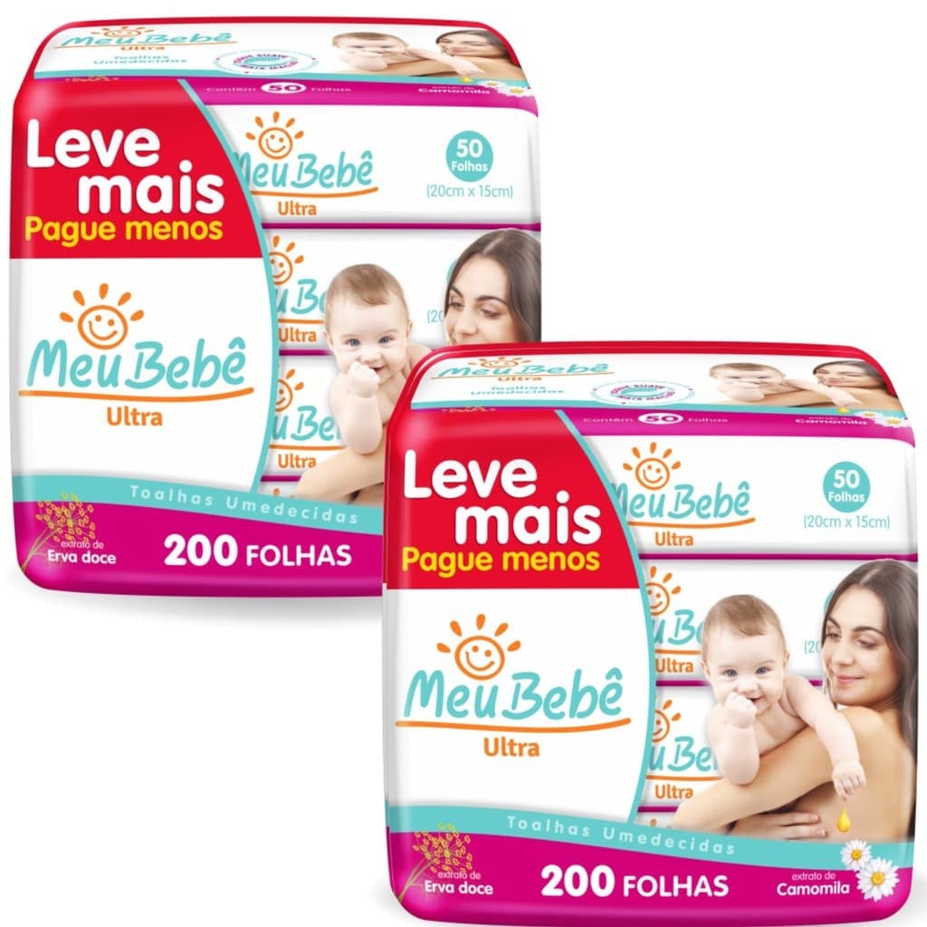 Kit Toalha Umedecida Meu Bebe Ultra 400 Unidades