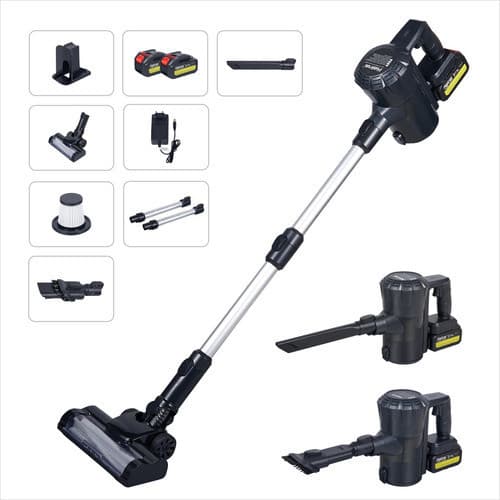 Aspirador de Pó Vertical Sem Fio 21V BrushlessPortátil 19kPa com LED 2 Baterias 4.0Ah 3 em 1 Casa e Carro