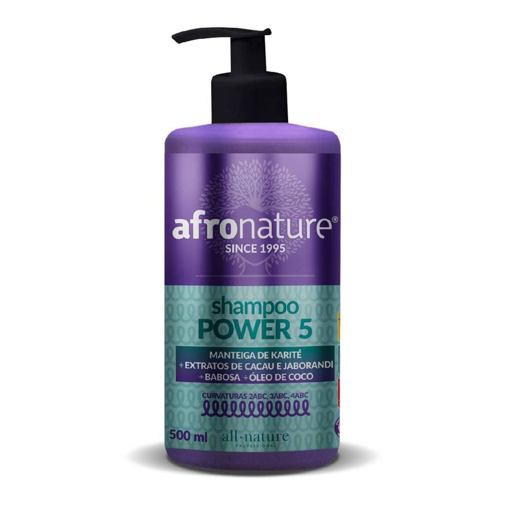 Shampoo Power 5 All Nature Cachos e Crespos Hidratante Sem Sulfato Controle e Brilho 500ml