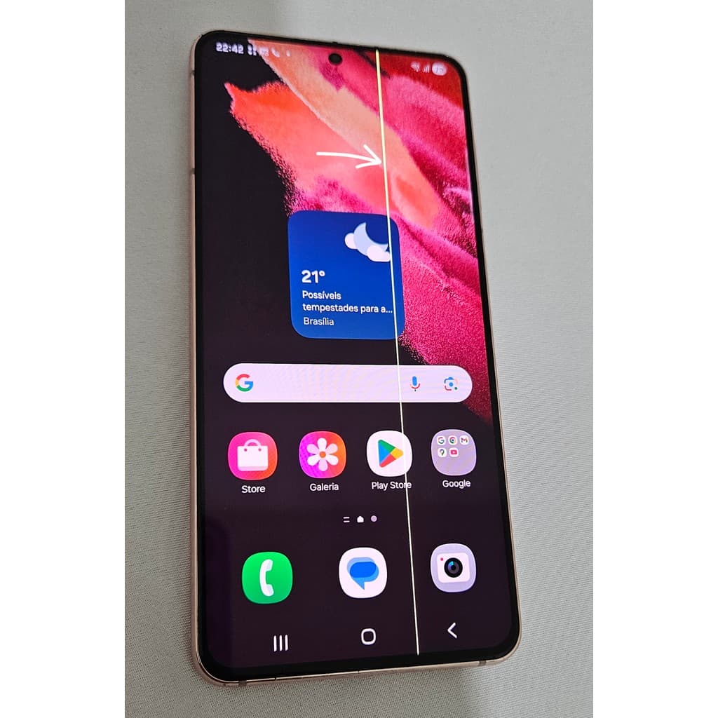 Samsung Galaxy S21 5G 128GB Rosa (USADO COM LINHA VERTICAL) SM-G991B