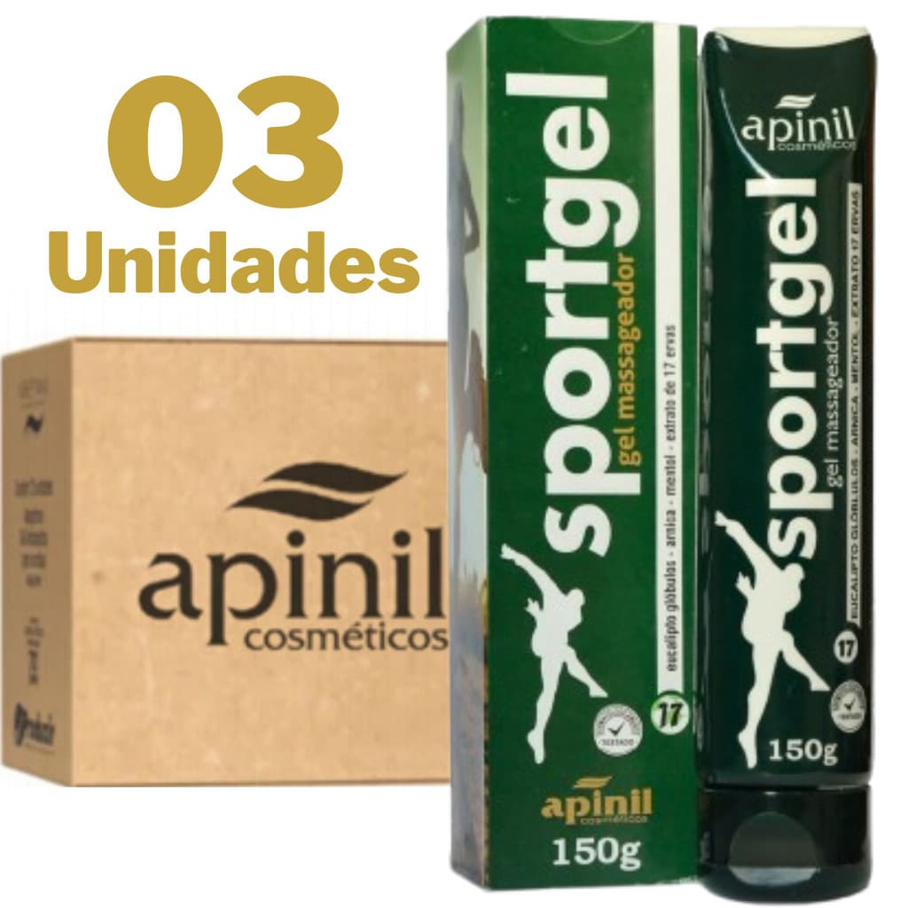 Pomada Sportgel Premium 17 Ervas 150g Kit com 03 Unidades - Alivio Imediato