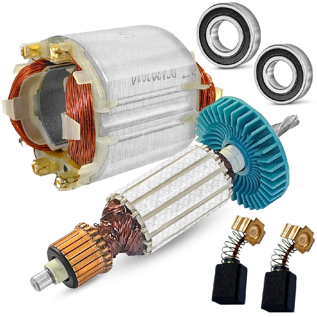 Kit Motor Completo Hp1620/ Hp1640 110v Induzido, Bobina, Carvão e Rolamentos 