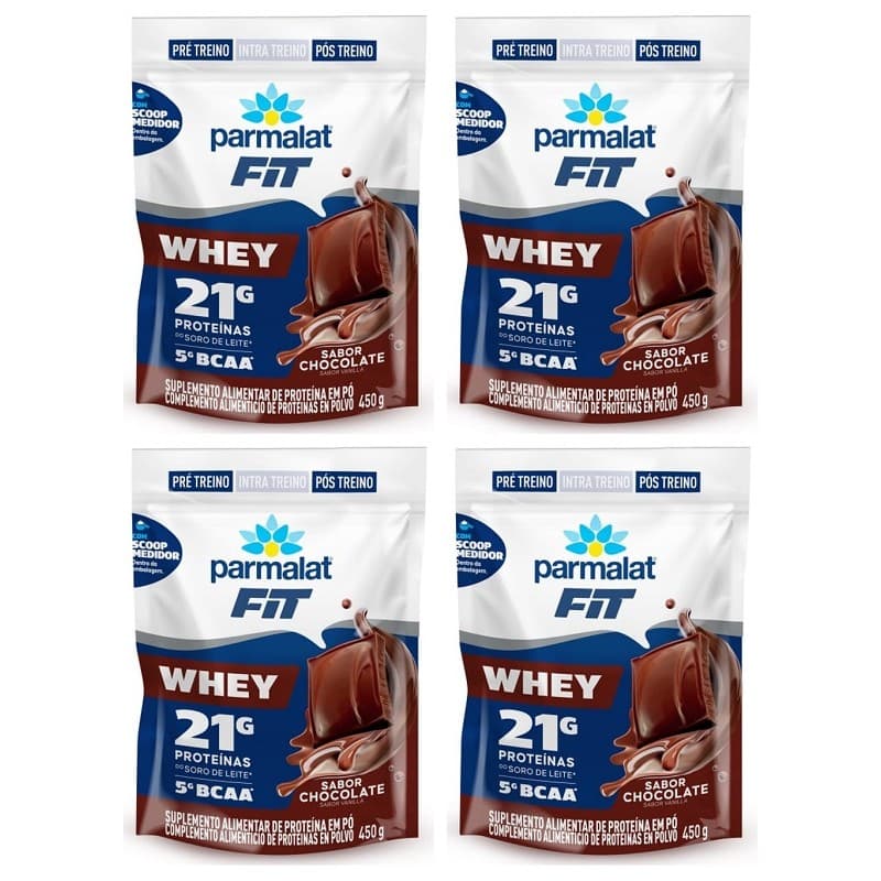 Whey Protein Pó Parmalat Energyfit Chocolate 450G - 4 Un