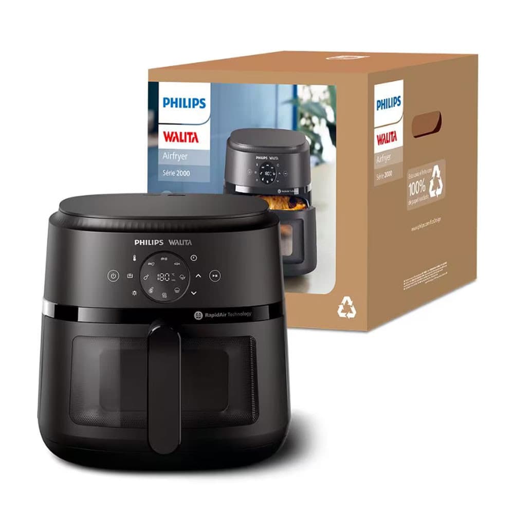 Fritadeira Elétrica Airfryer Philips Walita Série 2000 XL Digital NA230/00 1700W Preta