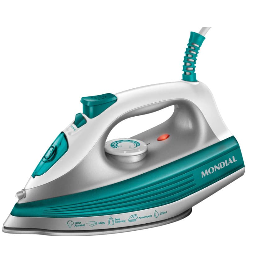 FERRO DE PASSAR A VAPOR 1200W 220V MONDIAL LUX GREEN