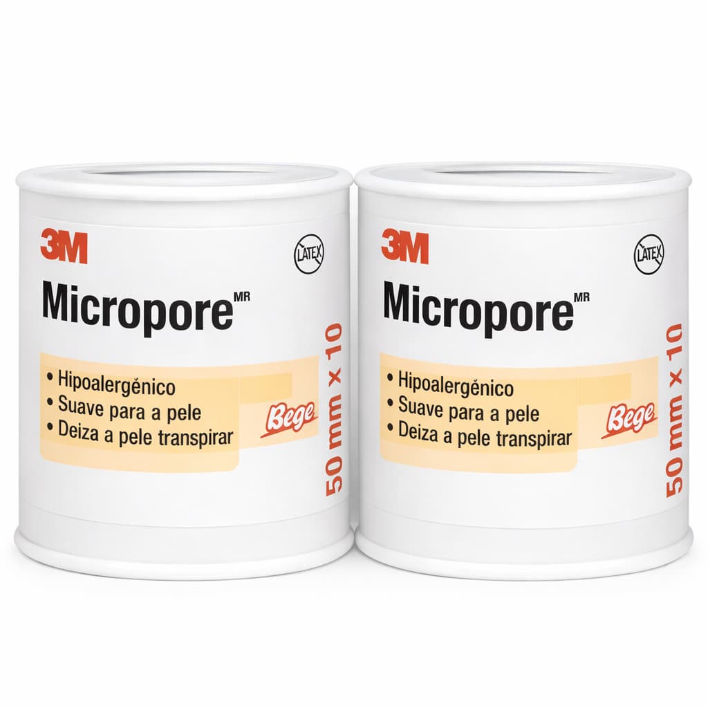 Kit 2 Fitas Micropore 3M Bege 5cm x 10m Fita micropore bege para curativos