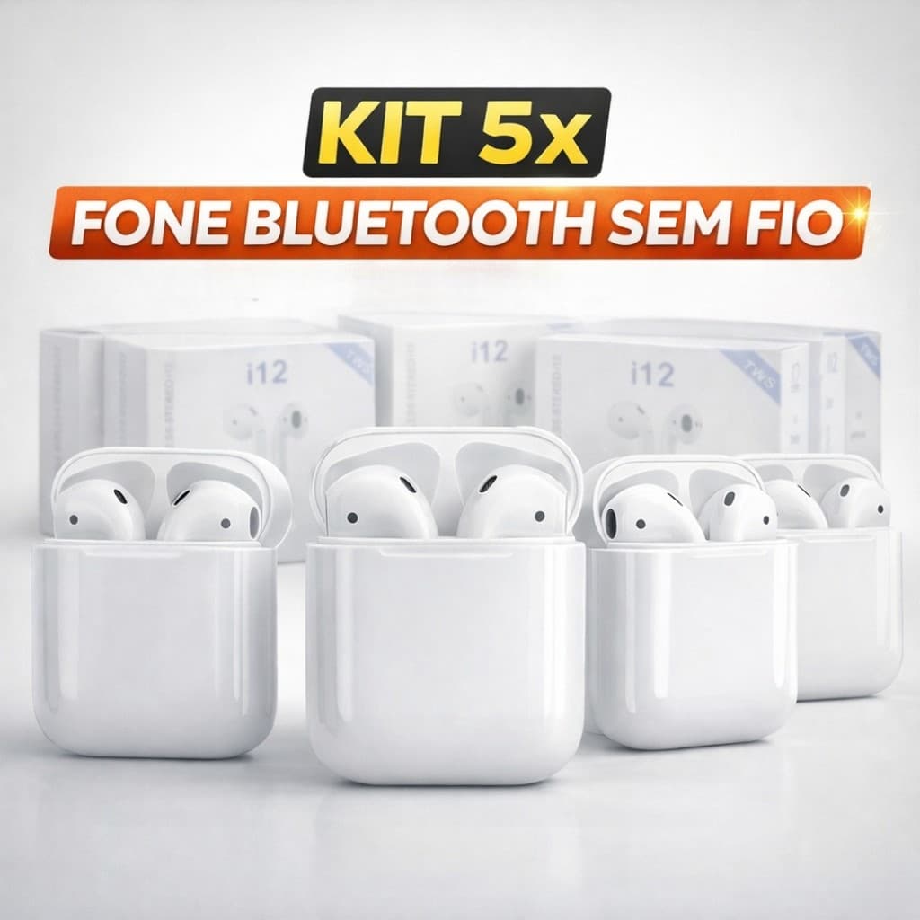 Kits 5 Fones de Ouvido Bluetooth Sem Fio TWS In-Ear, Estéreo Duplo e Confortáveis