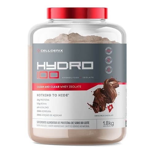 Hydro 100 Whey Protein Isolado 1.800 Kg Cellgenix Sabor Chocolate Suíço Ao Leite