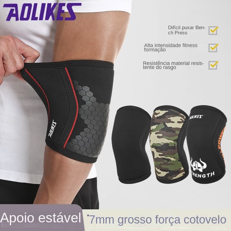 Cotoveleiras de Fitness 7mm Tecido de mergulho espesso Cotoveleiras de compressão Halteres planos Prensa de bancada Halt