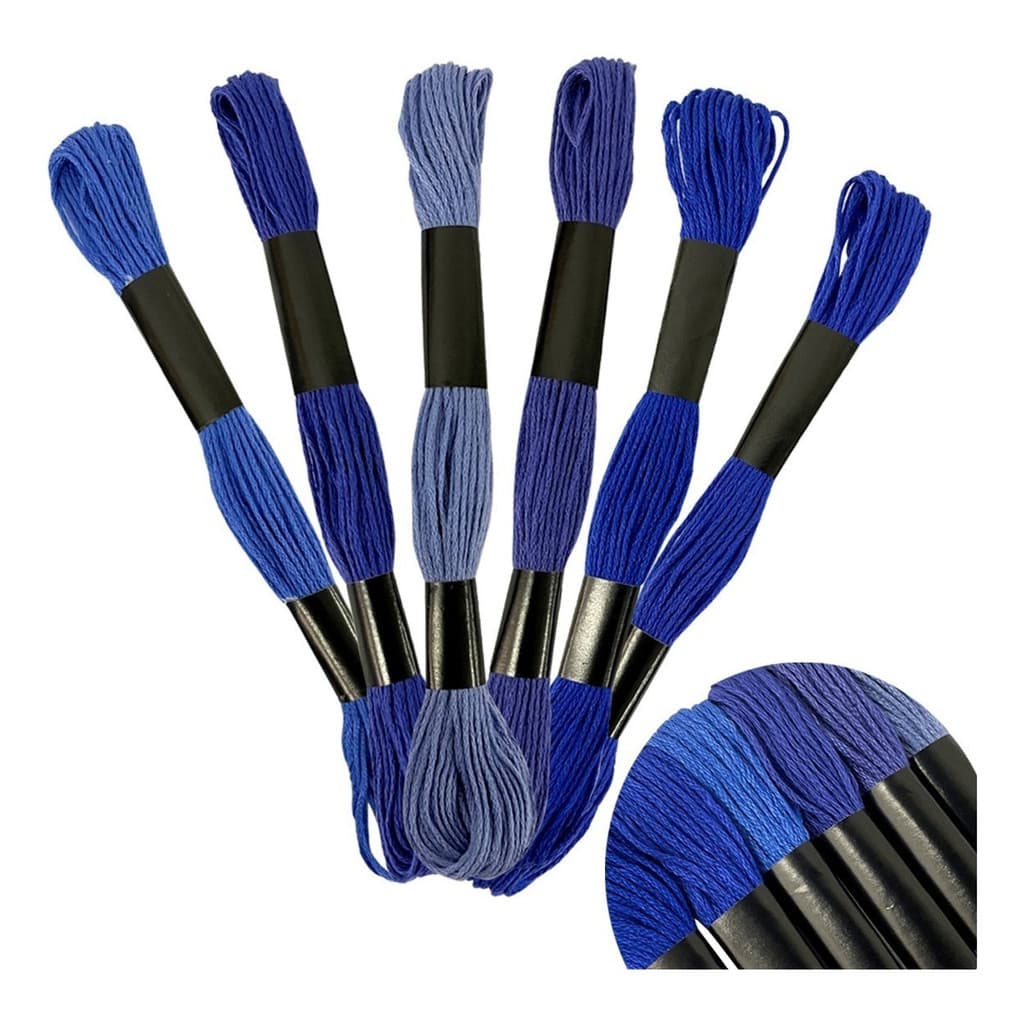 kit Linhas Meadas Para Bordar Degrade 06 Unidades 8mts 100% algodão Ponto Cruz