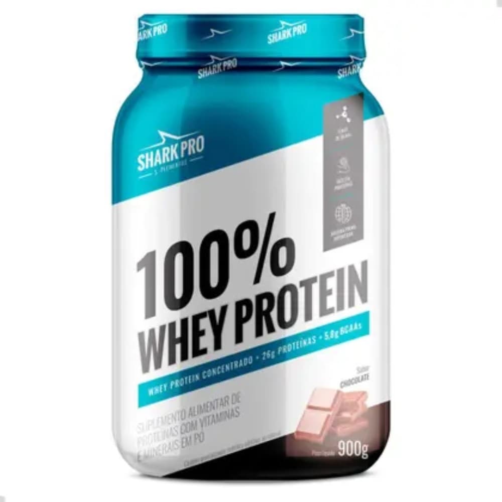 100% Whey Protein Pote 900g Chocolate - Sharkpro Suplementos