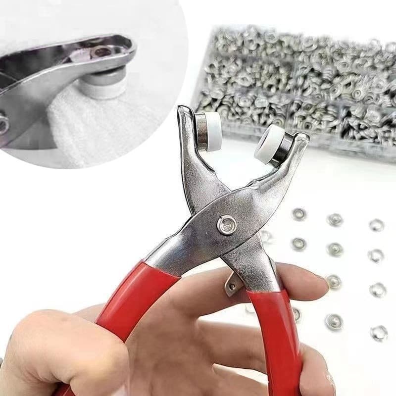 Alicate Aplicador Para Botao De Metal De Pressao Roupa + 150 botões de roupas LOJA CANAA