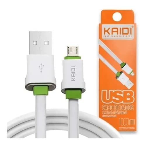 Cabo de carregador RÁPIDO 1M KAIDI Silicone V8 (MICRO USB) /IPHONE/TYPE-C Reforçado