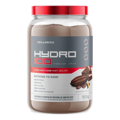 Hydro 100 Whey Protein Isolado 900g Cellgenix Sabor Chocolate Meio Amargo