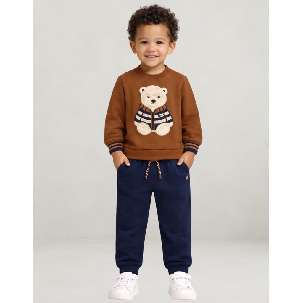 Conjunto Infantil Menino Inverno Blusa e Calça Moletom Peluciado Confortável Milon 2001531