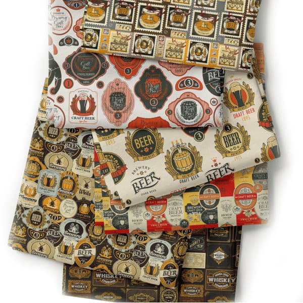 Tecido Tricoline Digital Estampas Cerveja Whisky Mesa 100% Algodão Cozinha Chic Enxoval Patchwork
