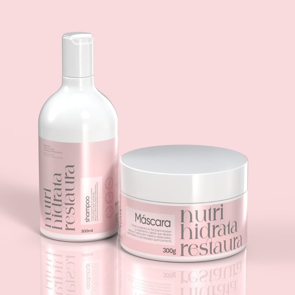 Kit Fashion Hair linha Gold Shampoo Pós Química 300ml e Máscara Hidratante 250g