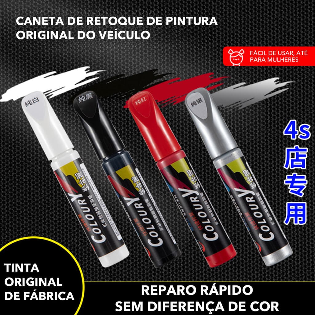 Caneta Tinta Para Reparar Arranhões Carro 12 Cores Kit Automotivo Profissional