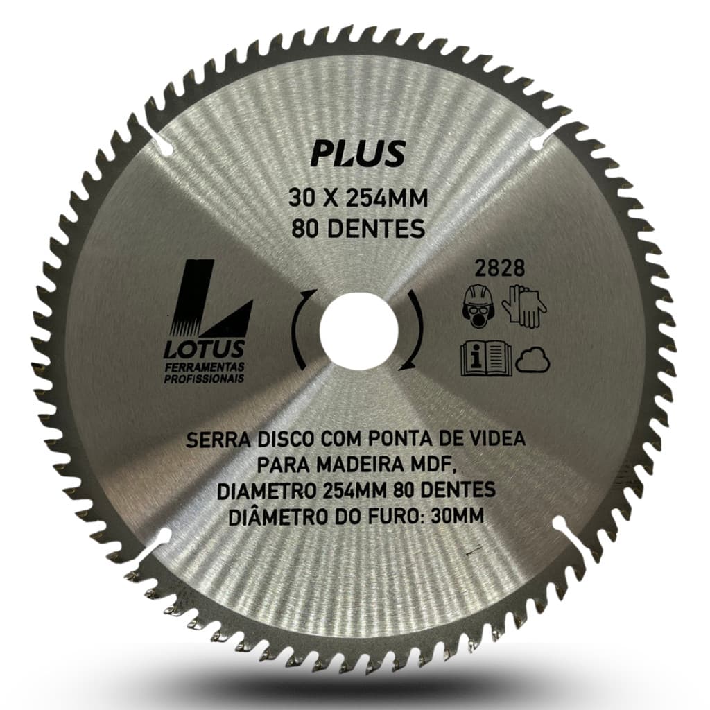 Disco Serra Circular 10" 254mm 80 Dentes Vídea Madeira Corte Alta Precisão Acabamento Profissional