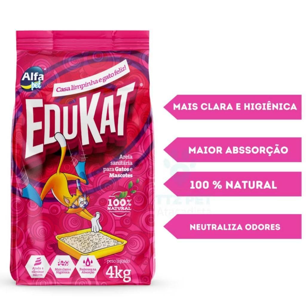 Areia Sanitária Higiênica Para Gatos Anti Odor Edukat Pacote de 4kg