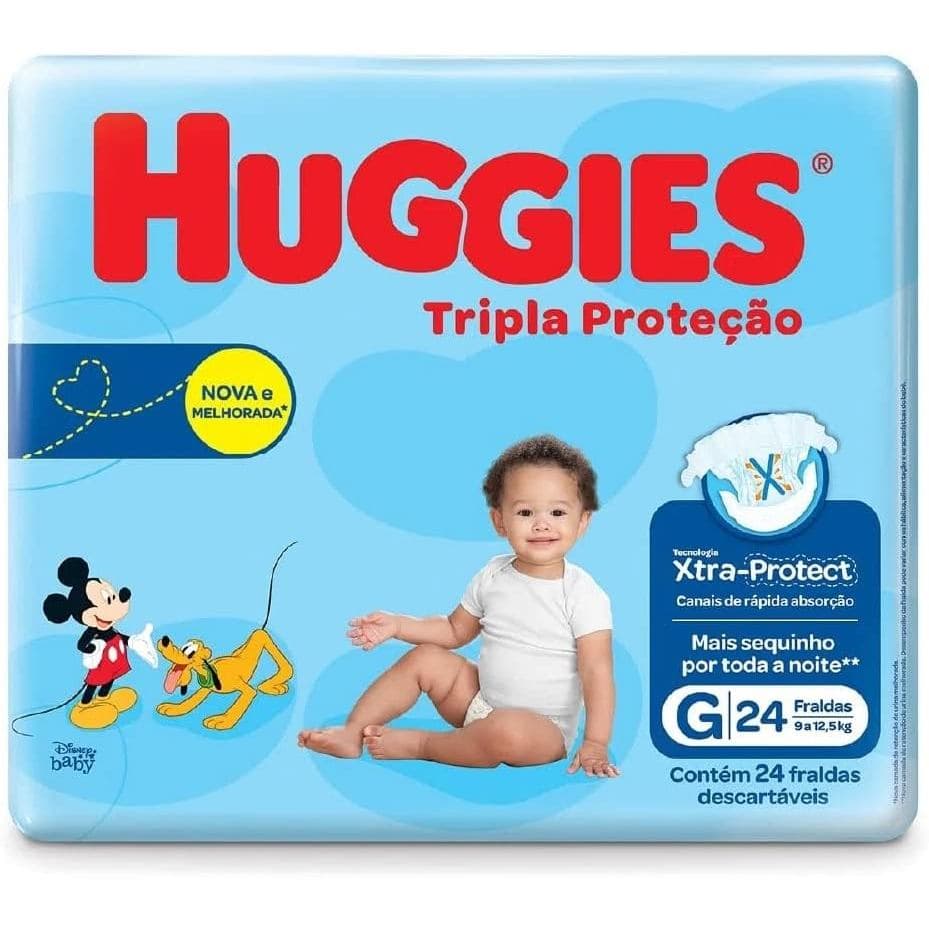 Fralda Huggies Tripla Proteção Tamanho G 24 unidades