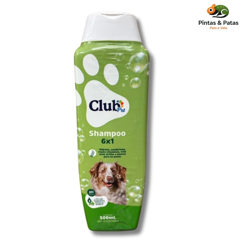 Shampoo 6x1 Hidratante para cães e gatos Club Pet 500 ml