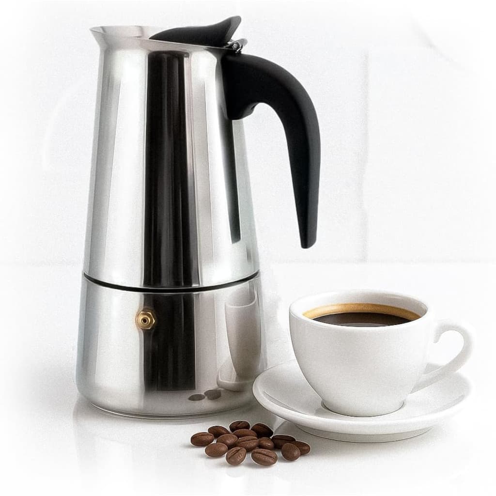 Cafeteira Italiana Inox 300ml 6 Xícaras Moka Expresso Indução Luxo Portátil Café Forte Aço Inoxidável Premium