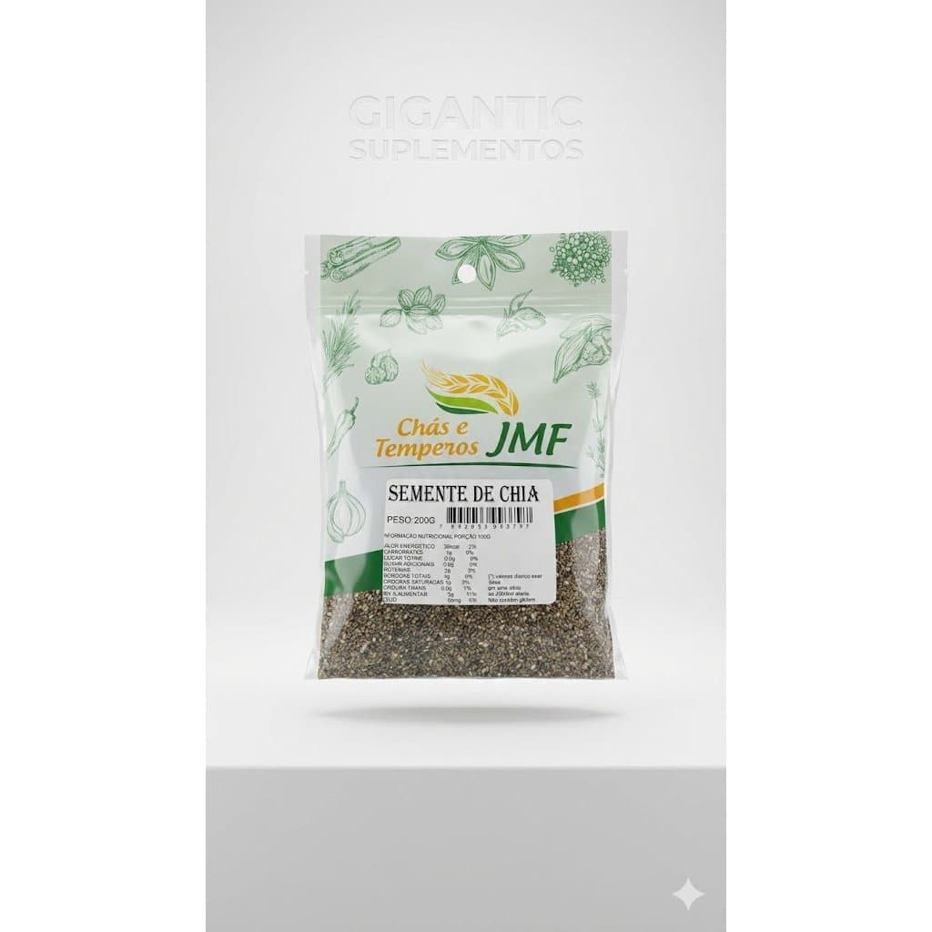 Chás e Temperos JMF Semente de Chia 200g Embalagem Selada Qualidade Premium para Sua Rotina Saudável