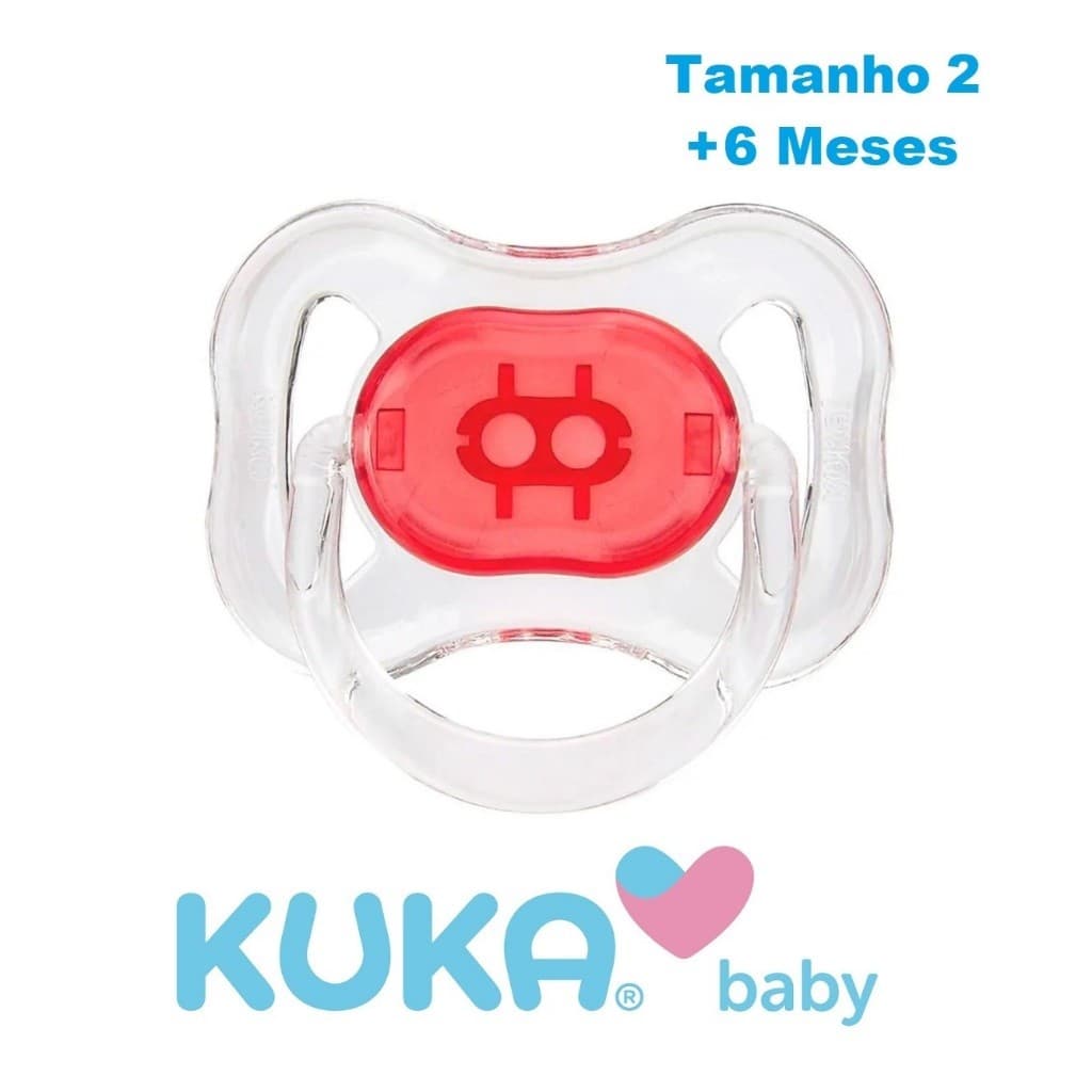 Chupeta Cristal Color Vermelho Ortodôntica (Tamanho 2) para + 6 Meses - Kuka Baby
