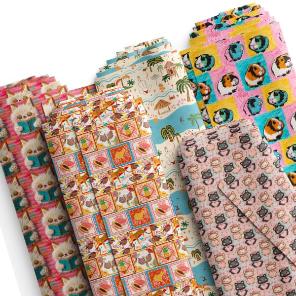 Tecido Tricoline Digital Estampas Animais Pets Tropicais 100% Algodão Mesa Posta Costura Criativa