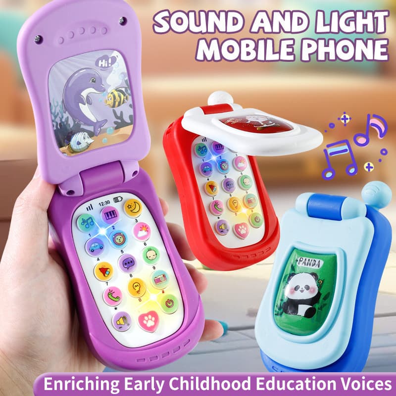 Crianças música telefone móvel brinquedos Flip telefone bebê educação precoce brinquedos educativos
