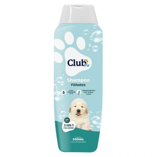 Shampoo para cães Filhotes Hipoalergênico 3 em 1 500ml Club Pet