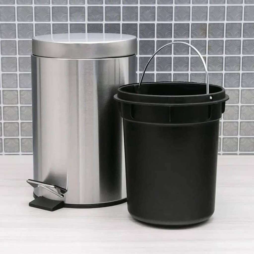 Cesto de Lixo 3L e 5L Inox com Pedal Cesto Removível Higiene Banheiro Cozinha Praticidade