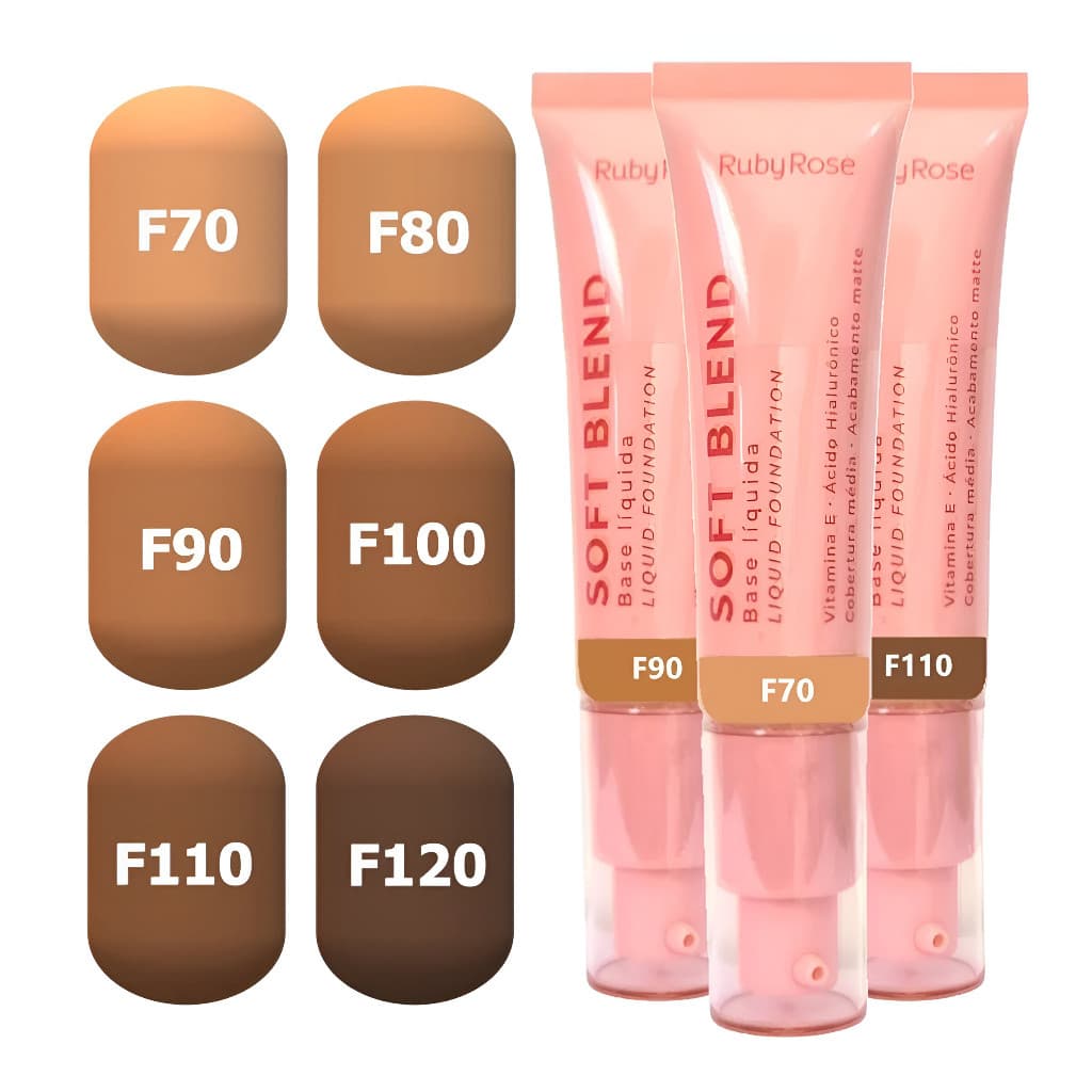 Base Liquída Soft Blend Vitamina E e Ácido Hialurônico Base Matte Aveludado Produtos de Maquiagem