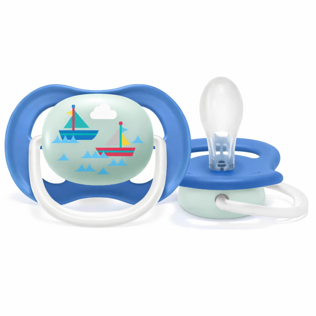 Chupeta Ultra Air Happy Barcos De 6-18 Meses Unitária Azul Menino - Philips Avent