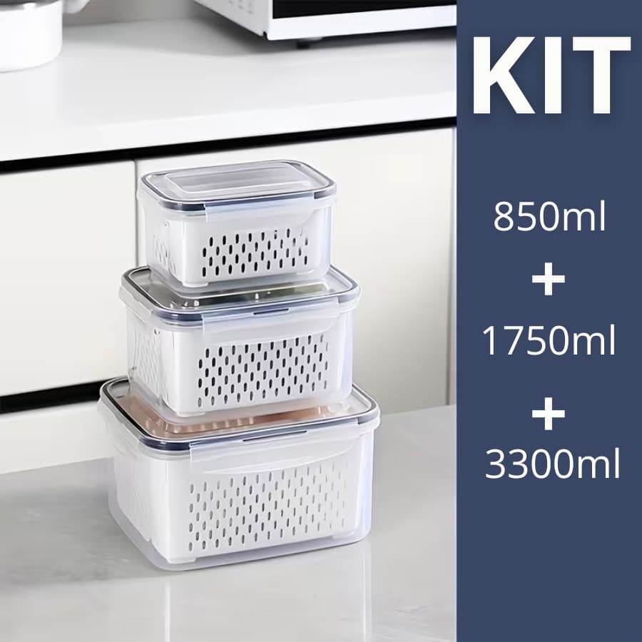 Kit 3 potes Organizadores Geladeira Organizador Alimentos Vegetais Cozinha Moderna
