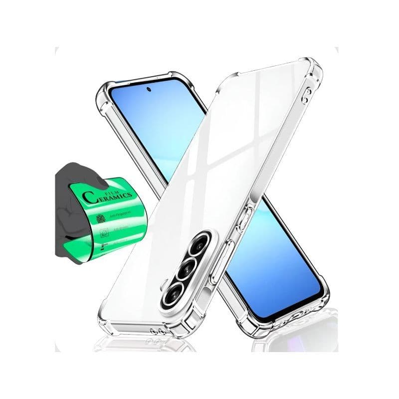 CAPA CELULAR  SAMSUNG A15 5G SILICONE TRANSPARENTE  +  PELICULA DE VIDRO SAMSUNG  A15 5G