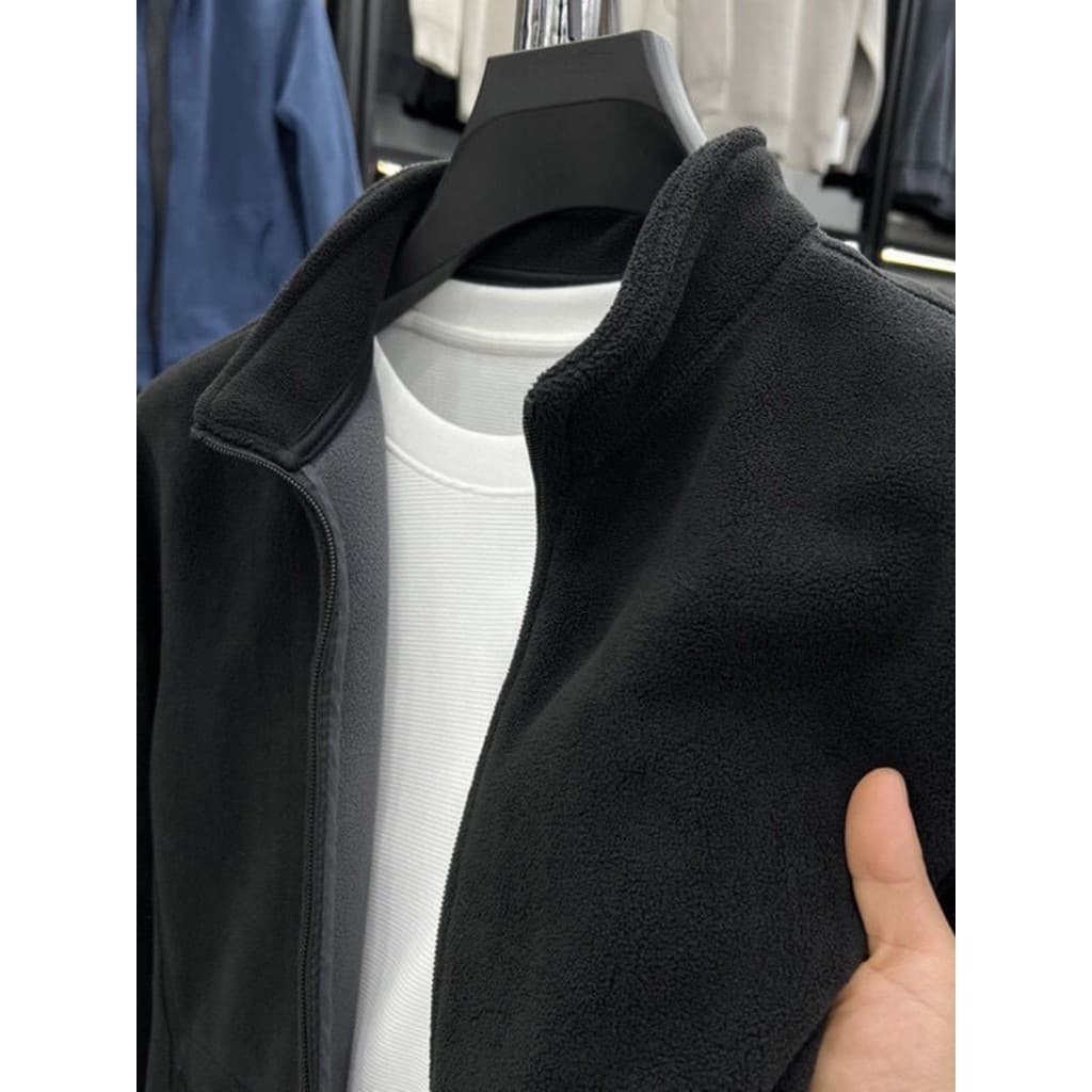 Jaqueta de lã Polar masculina outono inverno engrossado gola alta jaqueta de lã masculina inverno novo cordeiro velo top